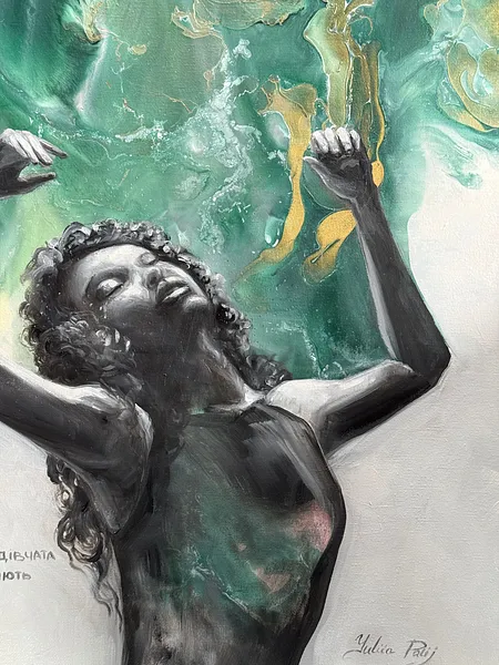 Image of Let go by Yuliia Poraiko (Palij), size: 40 x 50 cm, made of Oil, acrylic on canvas, ARTWORKS medium, from Rochester, part of the Dedicated to women series, priced at $600 Photo 3 of 5.