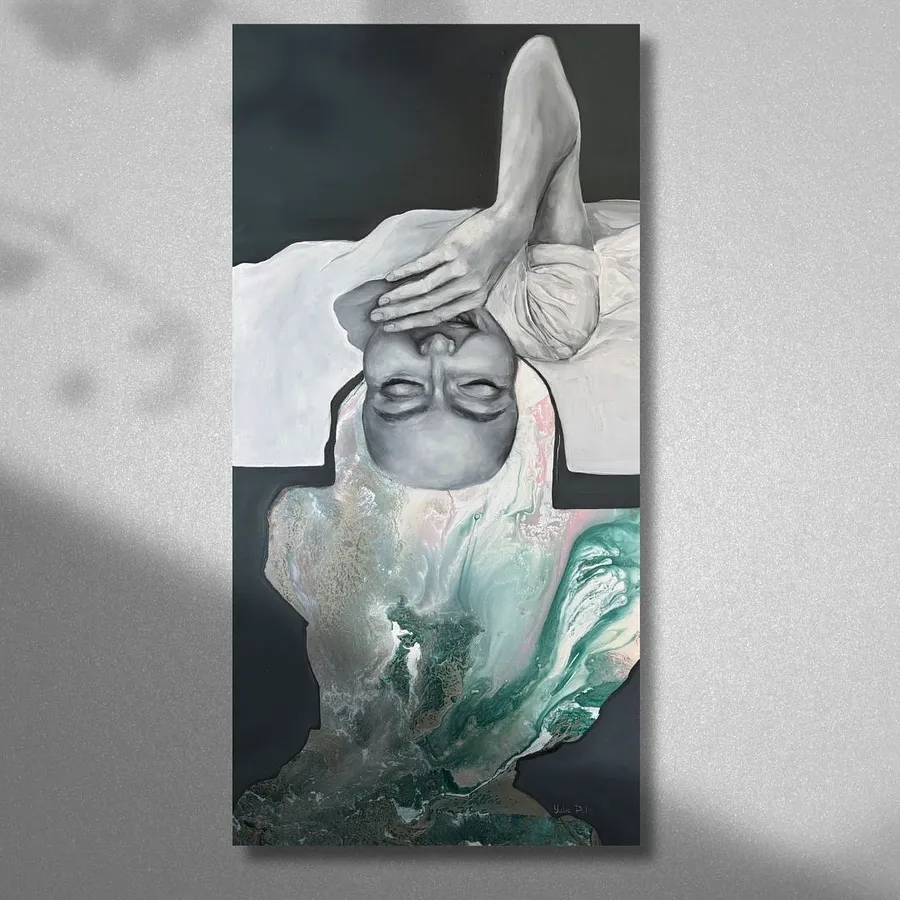 Image of Serenity when you belong to yourself by Yuliia Poraiko (Palij), size: 60 х 125 см, made of Oil, acrylic on plastic panel, Painting medium, from Rochester, USA, part of the Dedicated to women series, priced at $1000