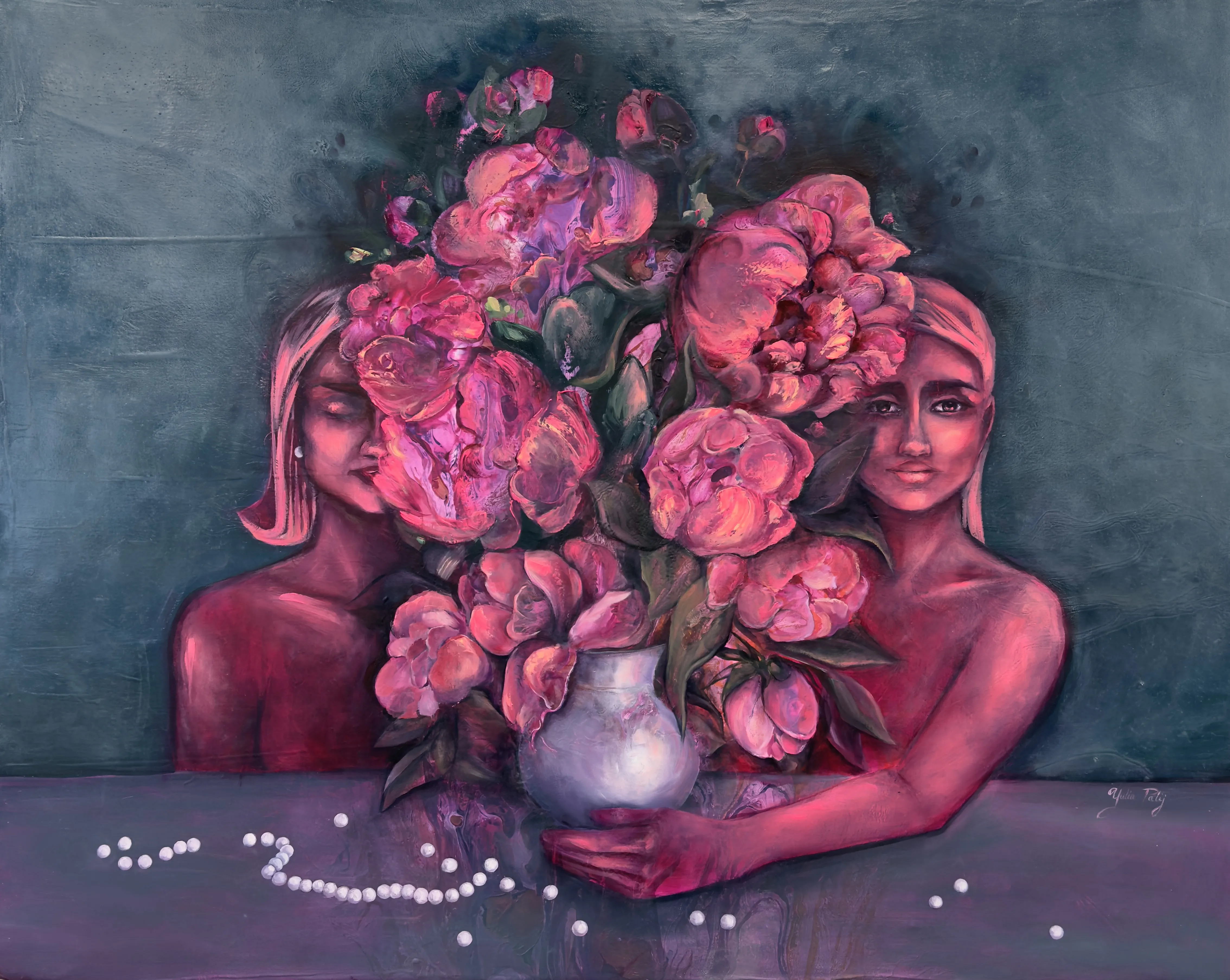 Image of Connection lost by Yuliia Poraiko (Palij), size: 120 x 95 cm, made of Oil, acrylic on canvas, Painting medium, from Rochester, USA, priced at $2200 Photo 1 of 4.